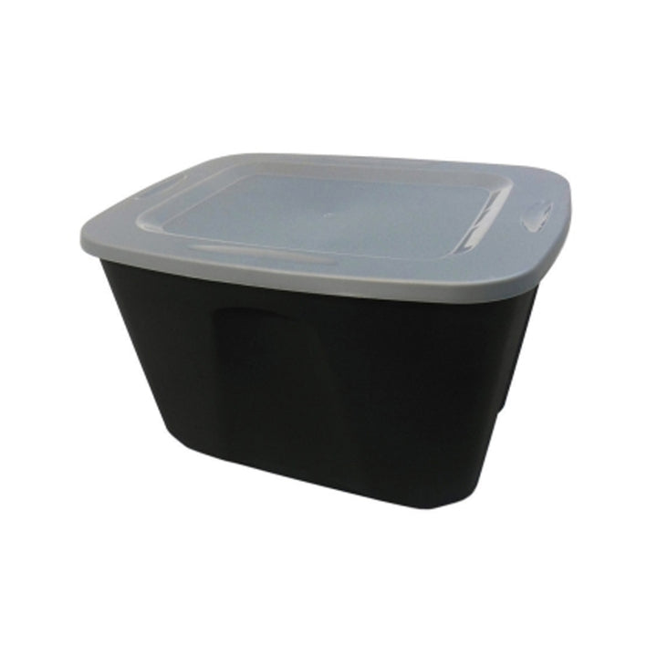 Homz 6618BKTS.08 18 Gallon Durable Molded Plastic Storage Bin w/ Lid, Black/Gray