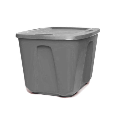 Homz 18-Gallon Stackable Plastic Storage Tote Box Container w/ Snap-On Lid, Grey