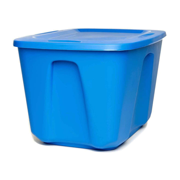 Homz 18 Gallon Standard Plastic Storage Container with Secure Lid, Blue, 8 Pack