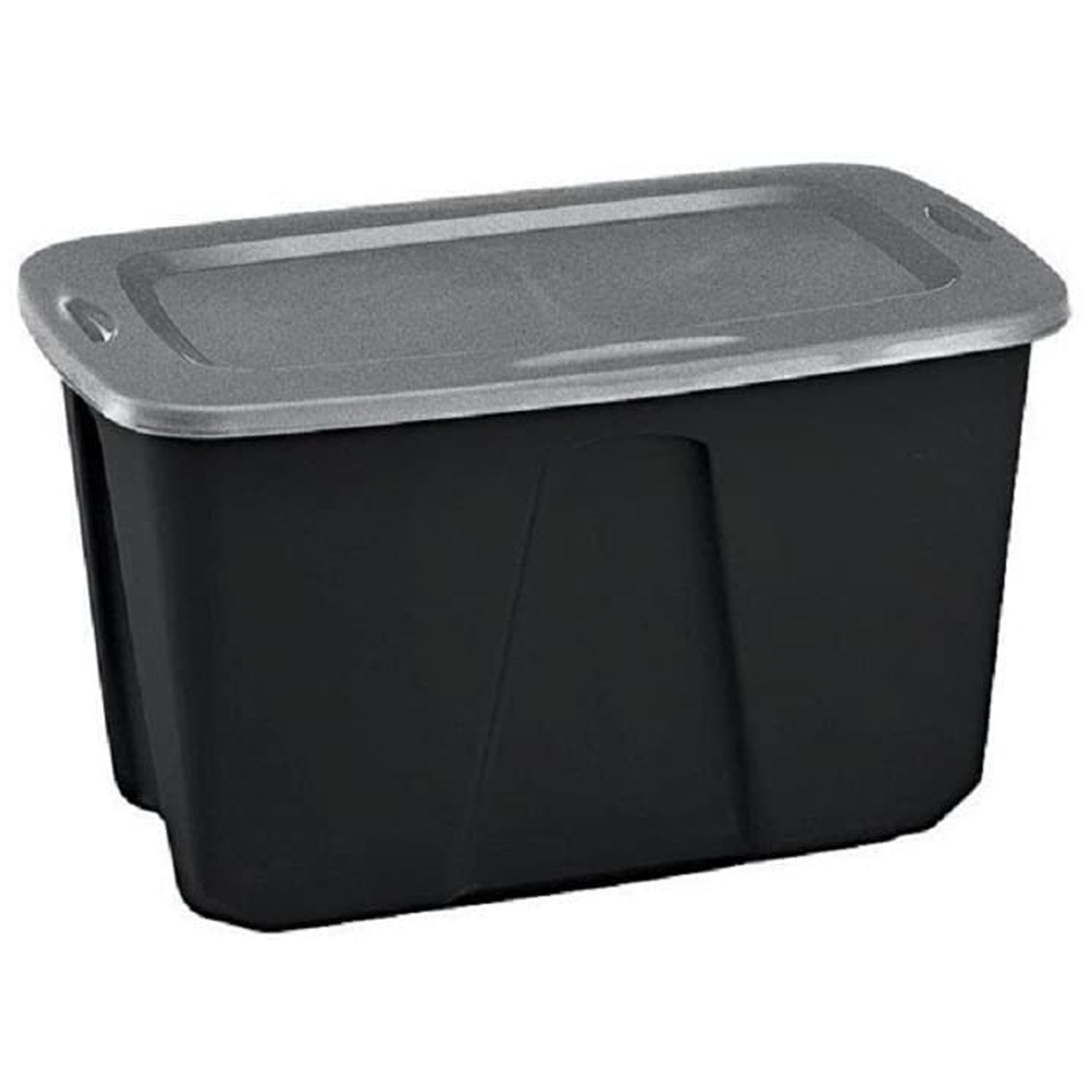 Homz 32 Gallon Durable Molded Plastic Storage Bin with Lid, Black/Gray (6 Pack) - VMInnovations