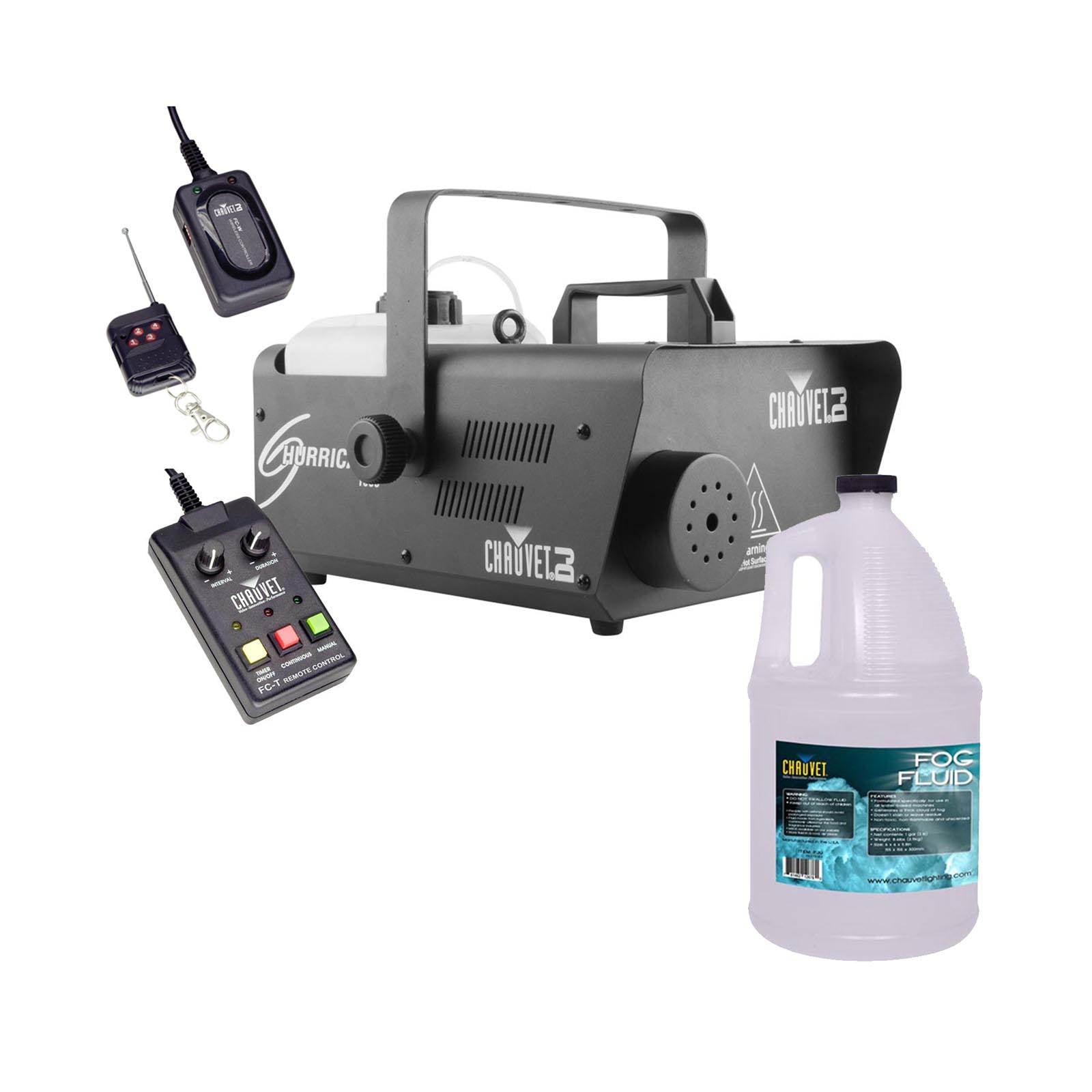CHAUVET DJ Hurricane 1600 Pro Fog Smoke Machine w/ Remotes + Fog Fluid | H1600