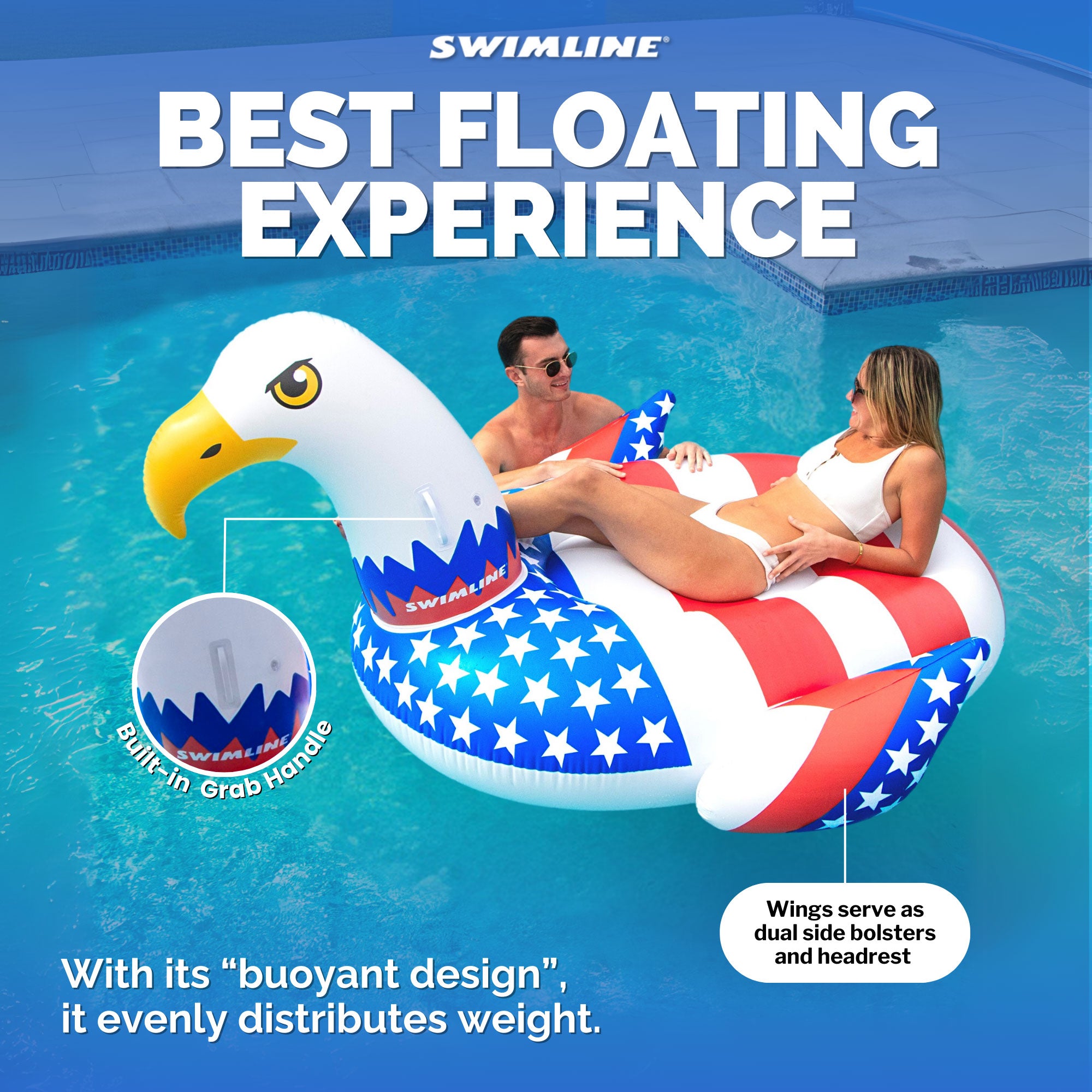 Giant Rideable Patriotic American Bald Eagle Inflatable Pool Float (Open Box)