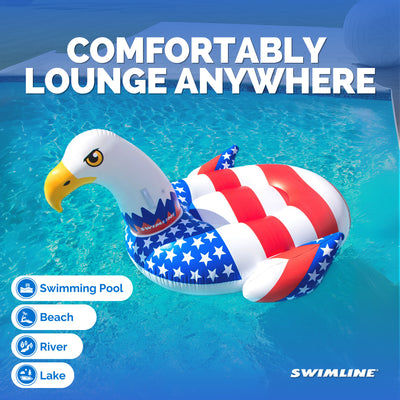 Rideable Patriotic American Bald Eagle Inflatable Swimming Pool Float (Used)