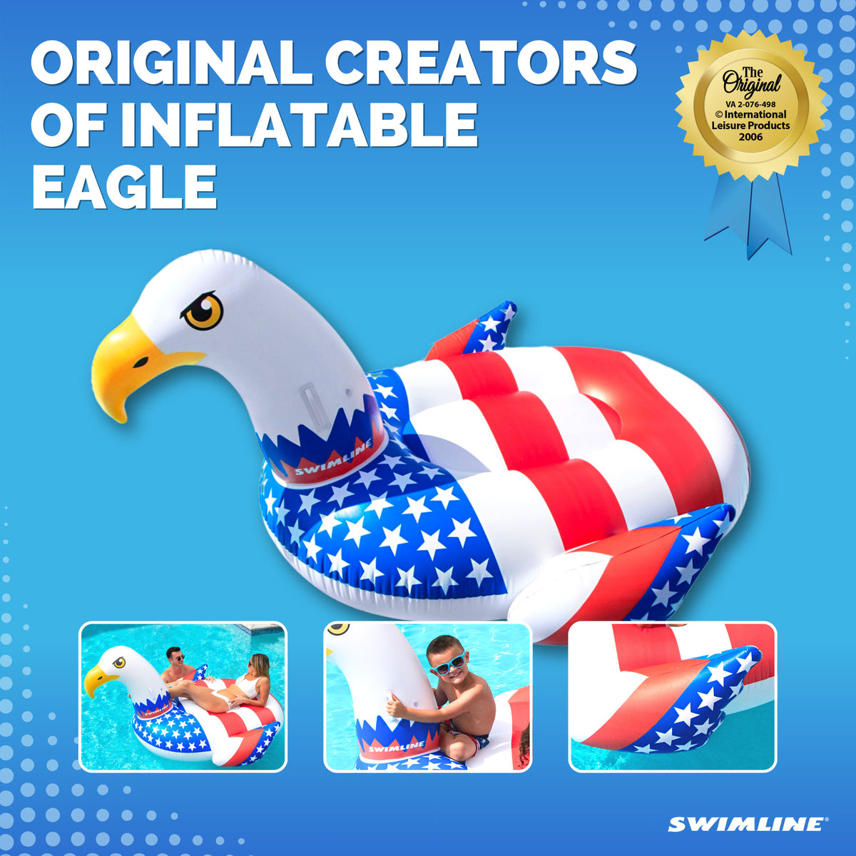 Rideable Patriotic American Bald Eagle Inflatable Swimming Pool Float (Used)