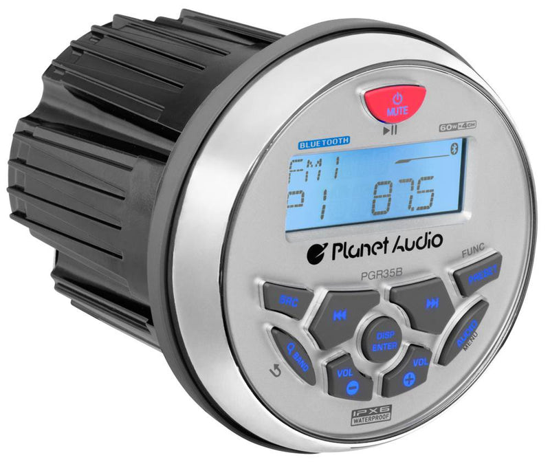 Planet Audio PGR35B 3.5" Gauge Marine MP3/Radio Receiver Bluetooth+4) Speakers