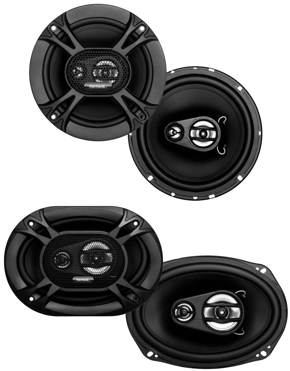 Soundstorm 6.5" 150W 3-Way (2 Pack) + 6x9" 300W Coaxial (2 Pack) Car Speakers