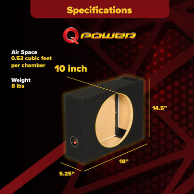 Q Power SHALLOW110 Single 10" Vented Shallow Subwoofer Box Enclosure (Damaged)