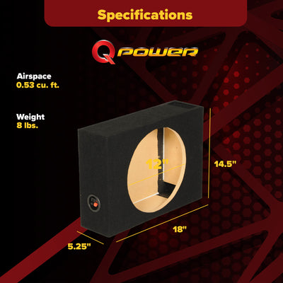 Q Power SHALLOW112 Single 12" Vented Shallow Subwoofer Sub Enclosure (Open Box)