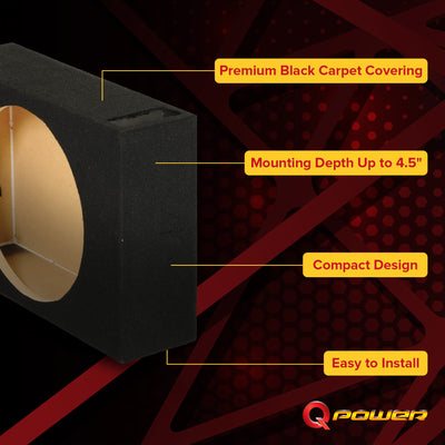 Q Power SHALLOW112 Single 12" Vented Shallow Subwoofer Sub Enclosure (Open Box)
