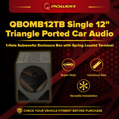 Q Power QBOMB12TB Single 12" Triangle Ported Car Audio Subwoofer Box Enclosure - VMInnovations