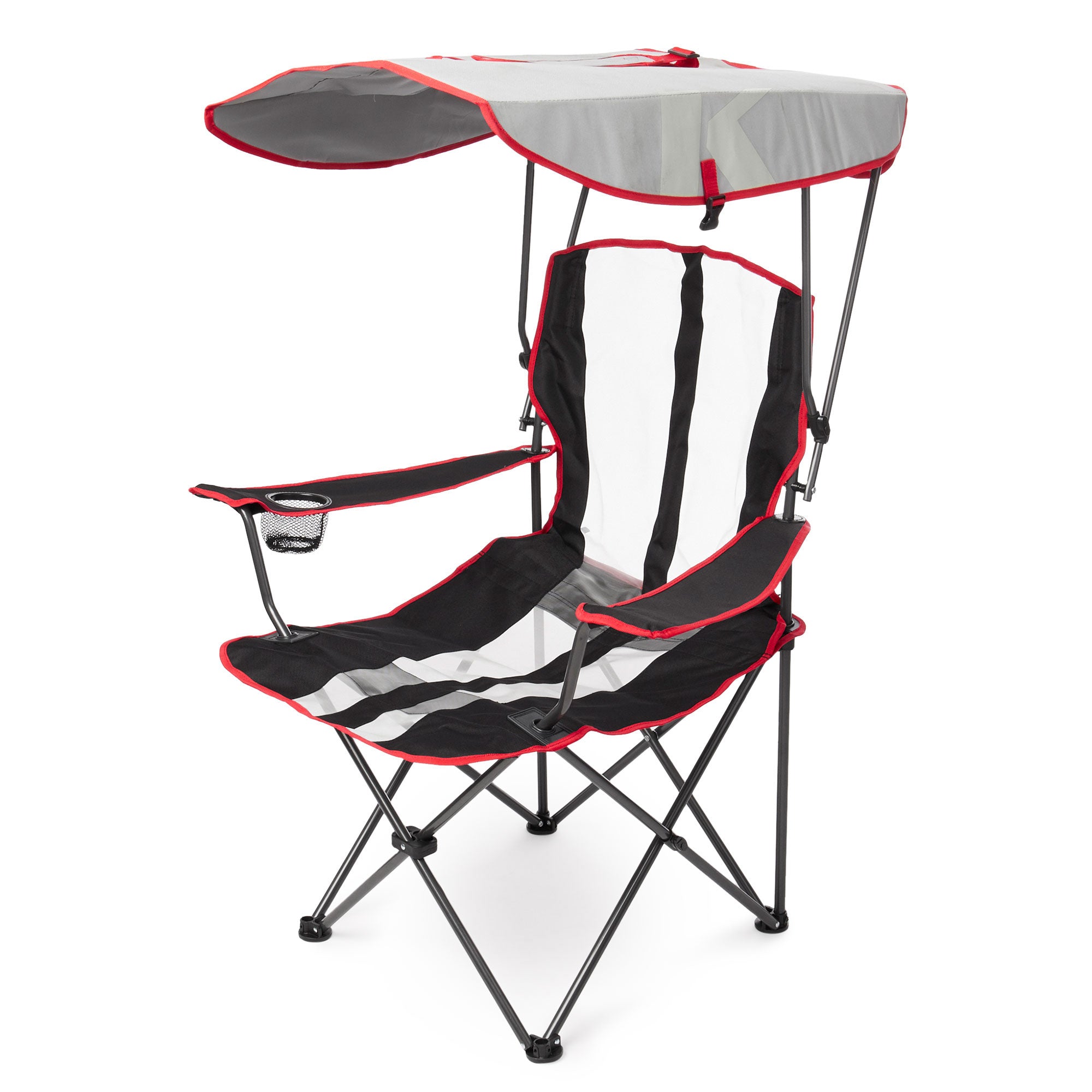 Kelsyus Premium Portable Camping Chair, Canopy & Cup Holder, Red / Black, 3 Pack