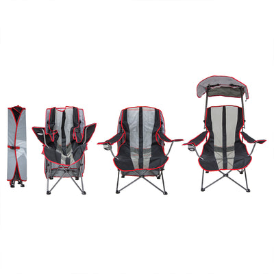 Kelsyus Canopy Foldable Outdoor Lawn Chair w/Integrated Cup Holder, Red / Black, 6 Pack - VMInnovations