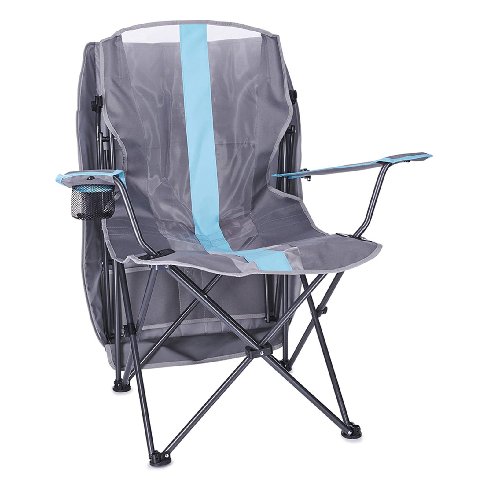 Kelsyus Premium Portable Folding Camping Chair, 50+UPF Canopy & Cup Holder, Blue - VMInnovations