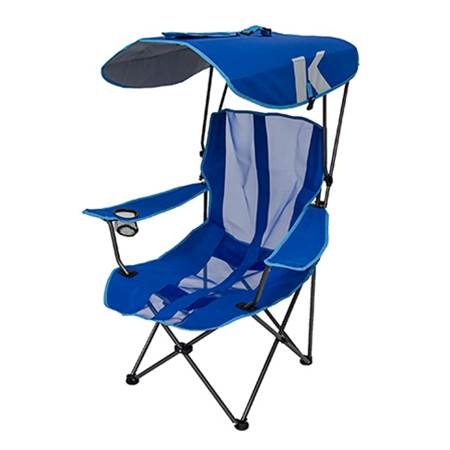 Kelsyus Premium Camping Folding Lawn Chair with Canopy, Blue | 80185 (Open Box)