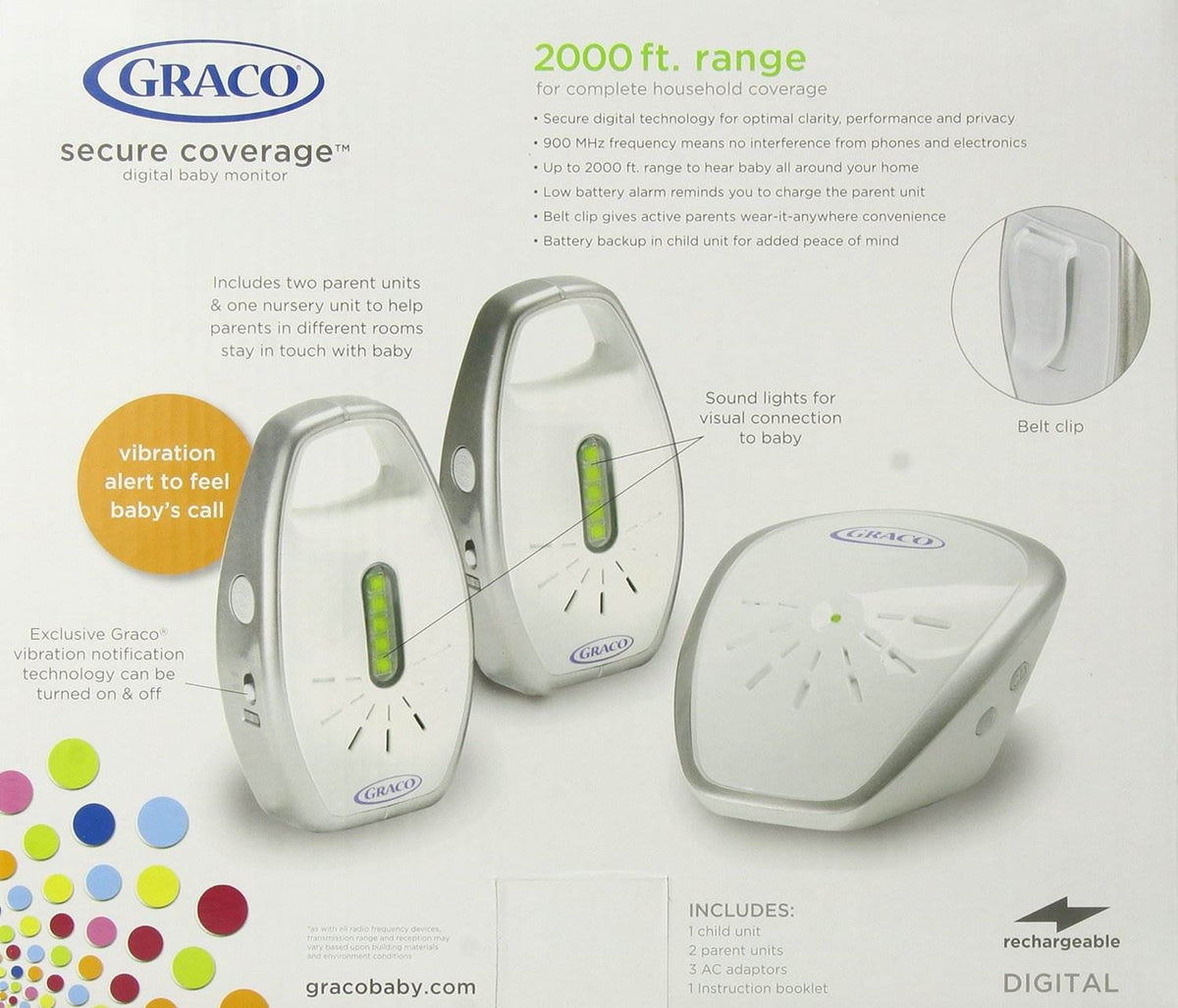 Graco Secure Coverage Digital Baby Monitor Units 2000Ft Range (Open Box)
