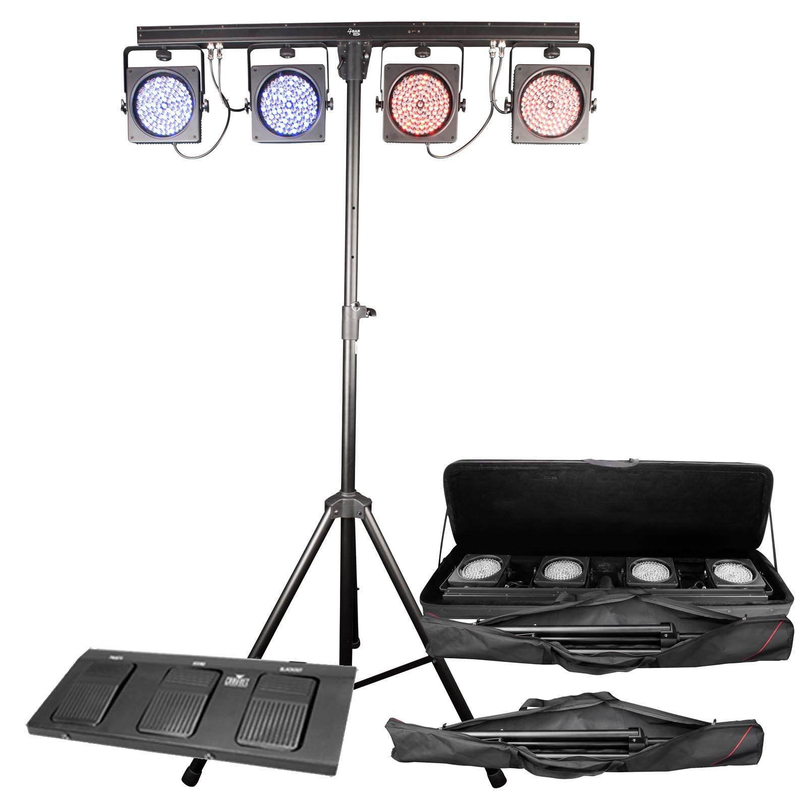 CHAUVET DJ 4BAR USB DMX LED Wash Light System w/Tripod, Travel Bags & Footswitch - VMInnovations