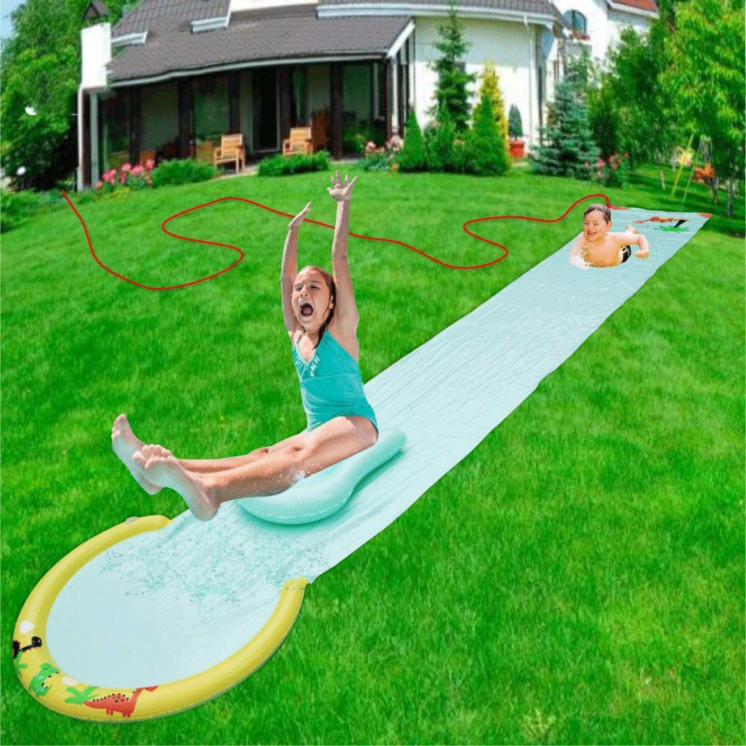 Hoovy Giant 16 Foot Kids Backyard Water Splash Slip and Slide Toy with Bodyboard - VMInnovations