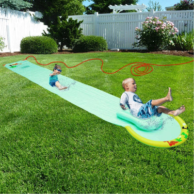 Hoovy Giant 16 Foot Kids Backyard Water Splash Slip and Slide Toy with Bodyboard