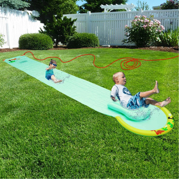 Hoovy Giant 16 Foot Kids Backyard Water Splash Slip and Slide Toy with Bodyboard - VMInnovations