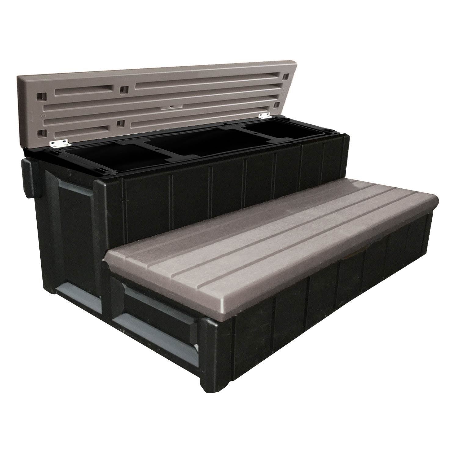 Confer Plastics Leisure Accents Spa Hot Tub Storage Steps, Portobello (Used) - VMInnovations