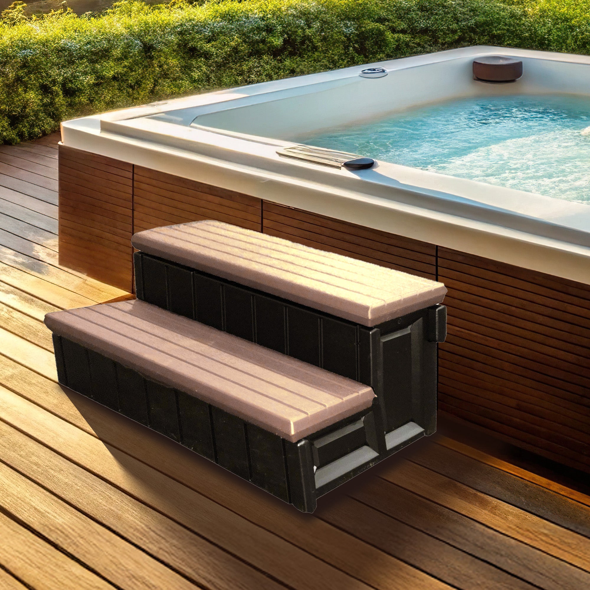 Confer Plastics Leisure Accents Spa Hot Tub Storage Steps, Portobello (Used) - VMInnovations