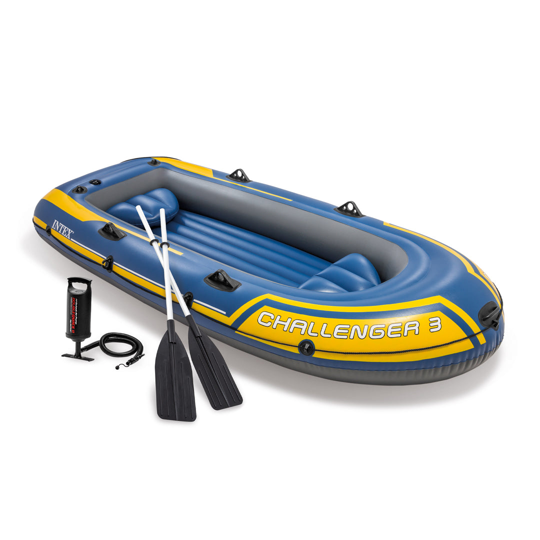 Intex 68370EP Challenger 3 Inflatable Raft Boat Set W/ Pump And Oars (Open Box)