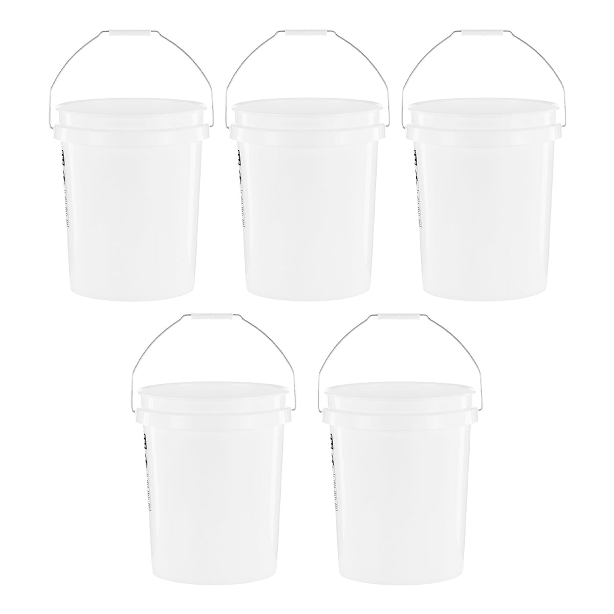 United Solutions 5 Gallon Utility Plastic Bucket with Handle, White (5 Pack)