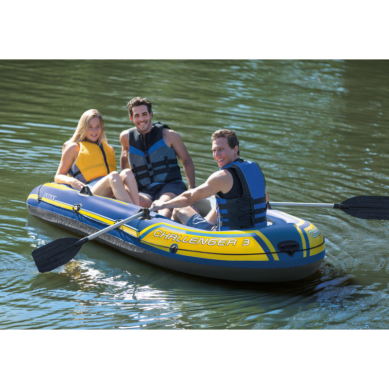 INTEX Challenger 3 Inflatable Boat Set with Pump & Oars (Used) (2 Pack)