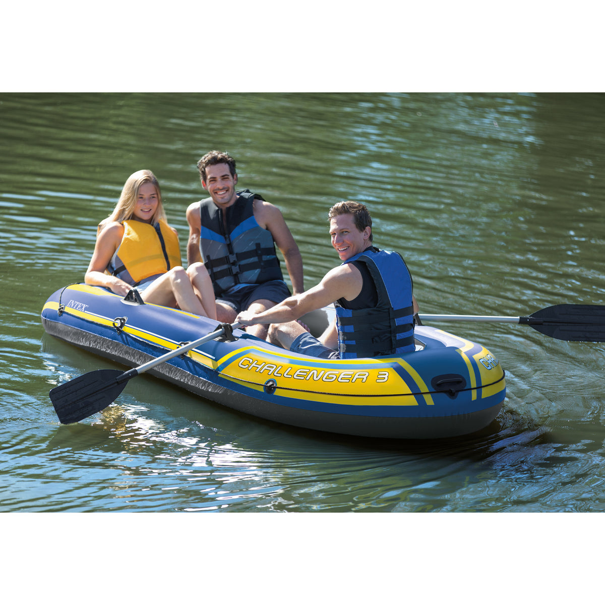 INTEX Challenger 3 Inflatable Boat with Pump & Oars| 68370EP (Open Box) (4 Pack) - VMInnovations