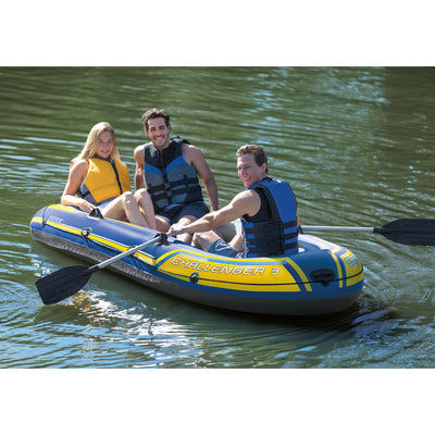 Intex Challenger 3 Inflatable Raft Boat Set With Pump And Oars (For Parts)