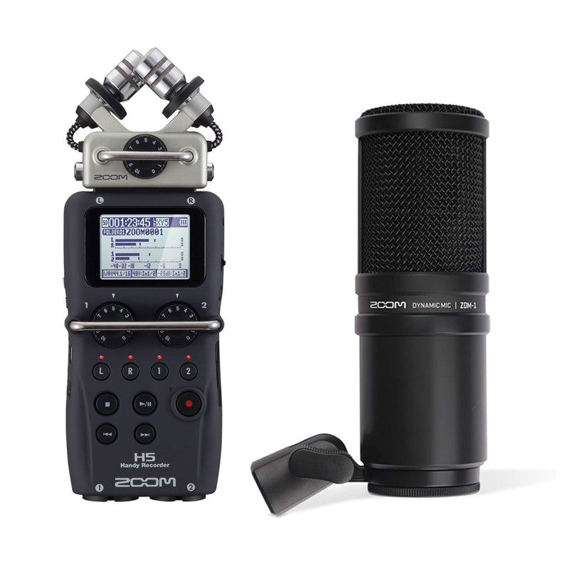 Zoom H5 Portable 4 Track Digital Audio Recorder and ZDM-1 Dynamic Microphone