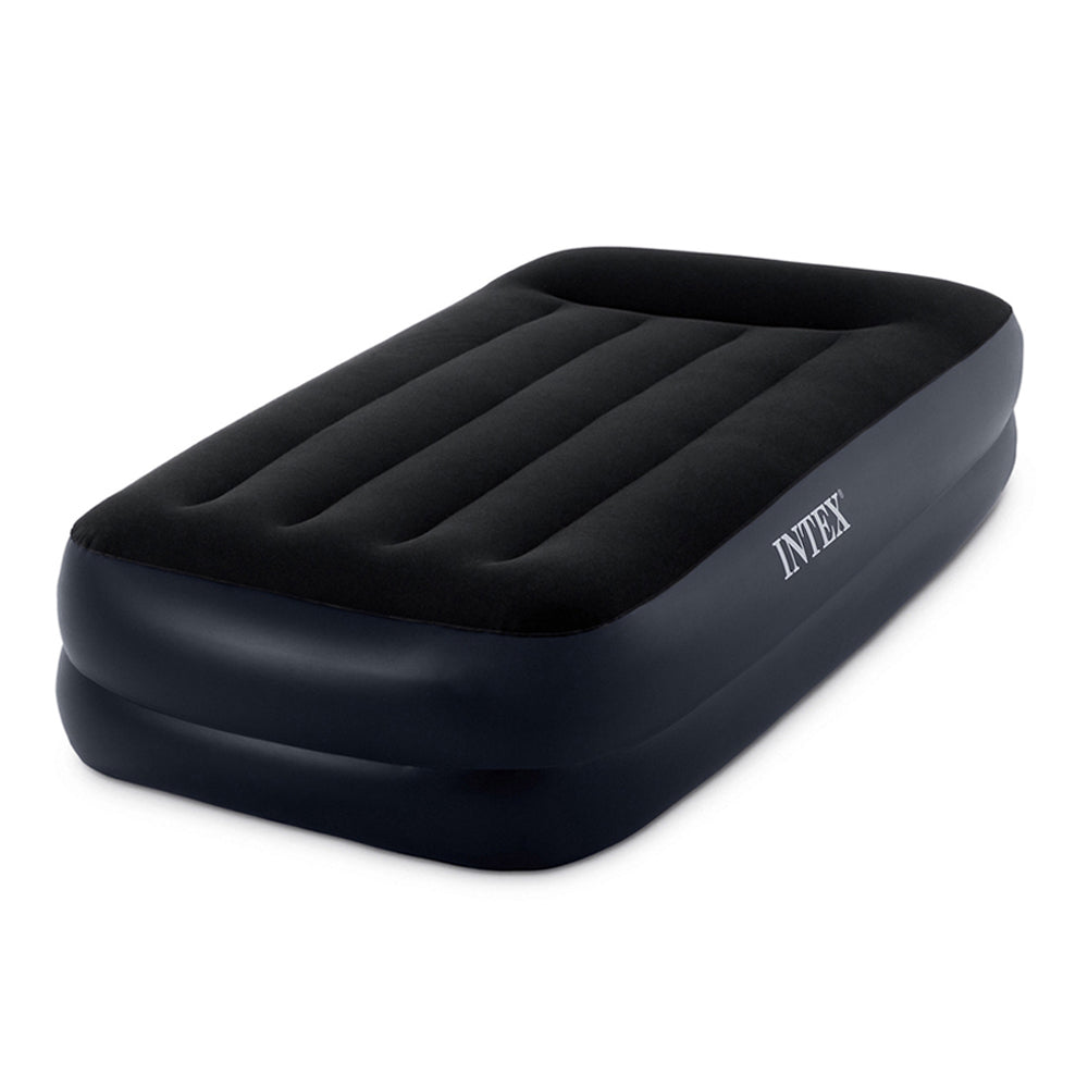 Intex Twin Pillow Rest Raised Inflatable Airbed Mattress with Pump (Open Box)