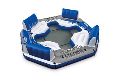 Intex Pacific Paradise Relaxation Station Water Lounge 4-Person Raft w/ Air Pump