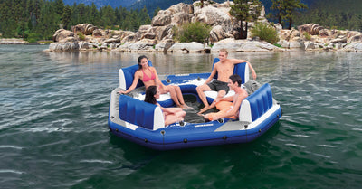 Intex Pacific Paradise Relaxation Station Water Lounge 4-Person Raft w/ Air Pump