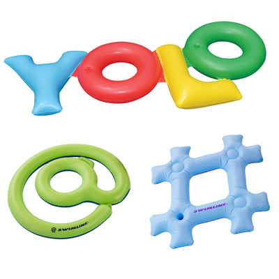 Swimline Inflatable YOLO! + Hashtag + @ Sign Swimming Pool Fun Raft Floats Pack