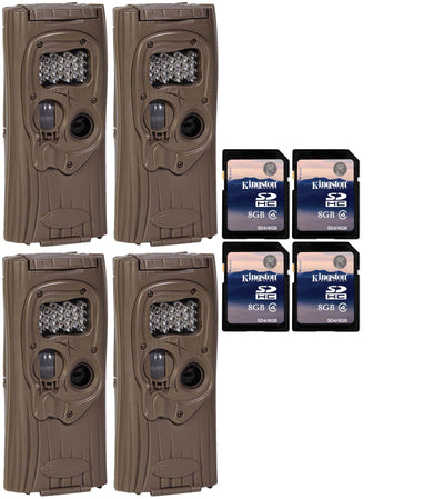 (4) CUDDEBACK F2 IR Plus 1309 Infrared Trail Game Hunting Cameras + SD Cards