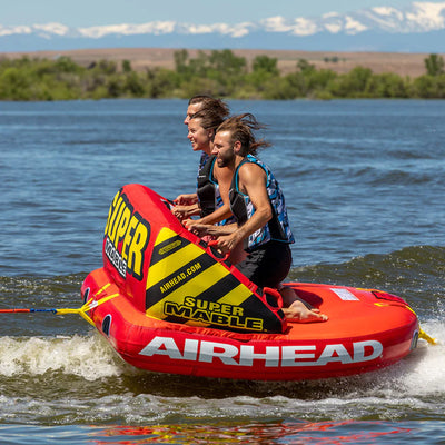 Airhead Super Mable Triple Rider Lake Towable Tube 3-Person Lake Raft, Orange