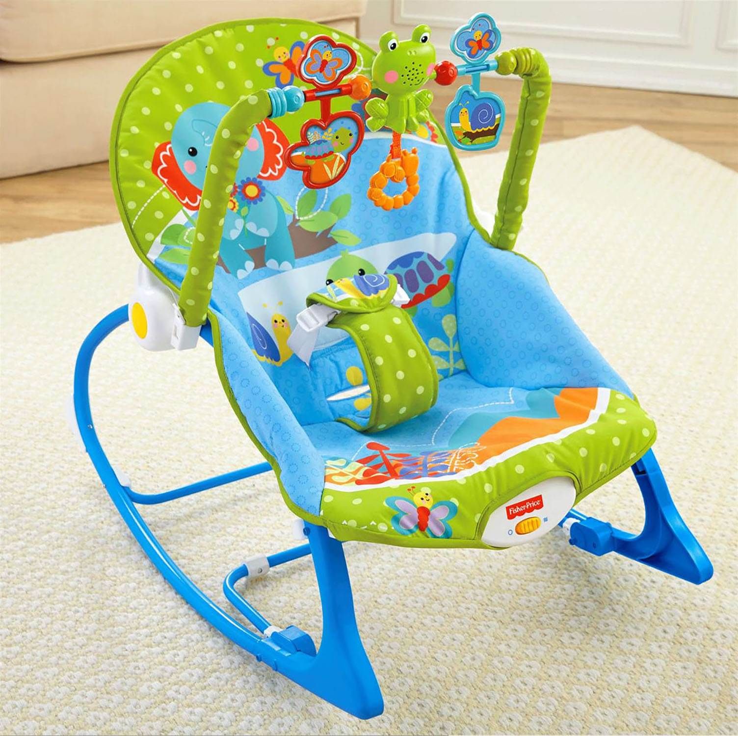 Fisher-Price Deluxe Infant-to-Toddler Rocker Bouncer, Elephant Friends | BGB00