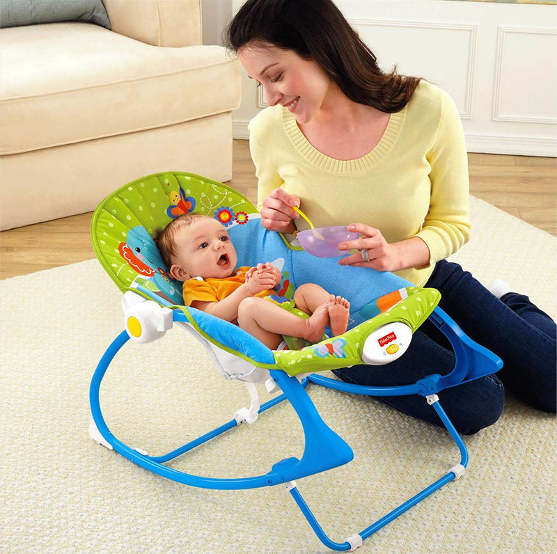 Fisher-Price Deluxe Infant-to-Toddler Rocker Bouncer, Elephant Friends | BGB00