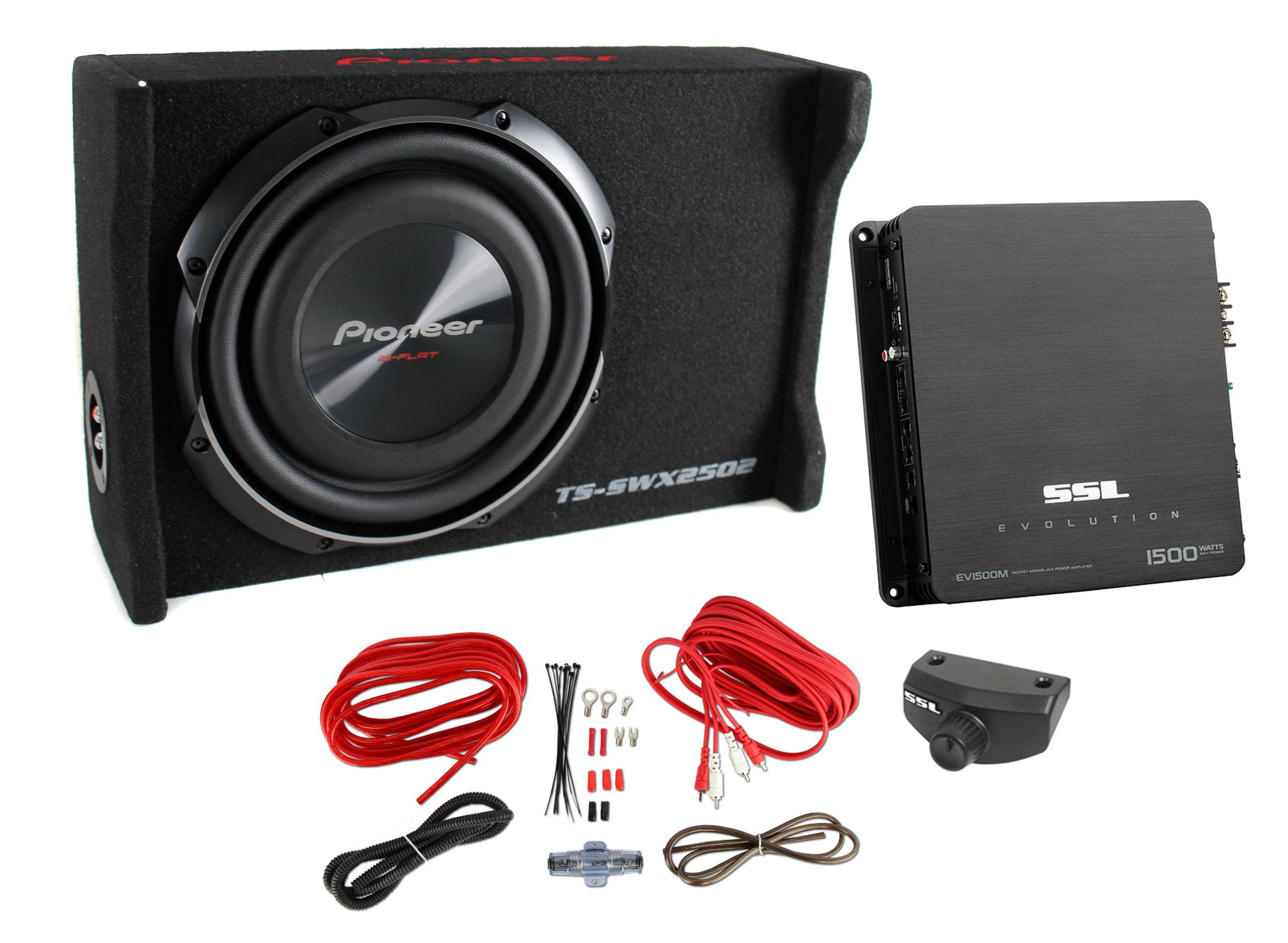 Pioneer 10 Inch 1200 Watt Sub Shallow Mount Subwoofer + Mono Amp + Wiring Kit