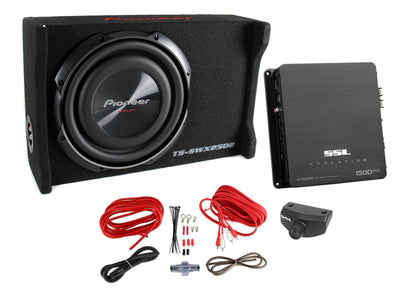 Pioneer 10 Inch 1200 Watt Sub Shallow Mount Subwoofer + Mono Amp + Wiring Kit
