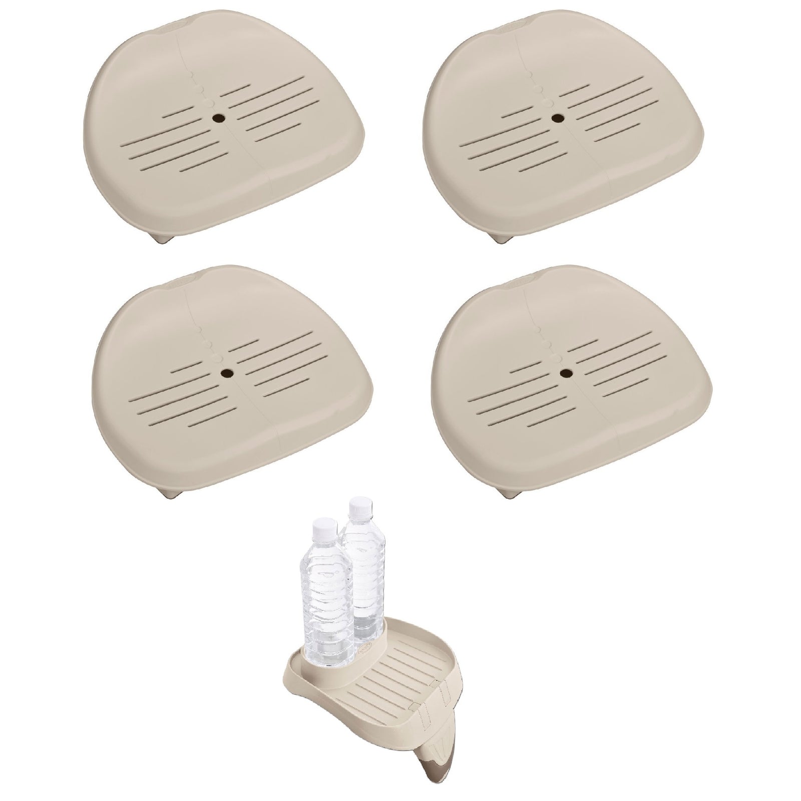 Intex Slip Resistant Hot Tub Seat (4 Pack) with Cup Holder and Refreshment Tray - VMInnovations
