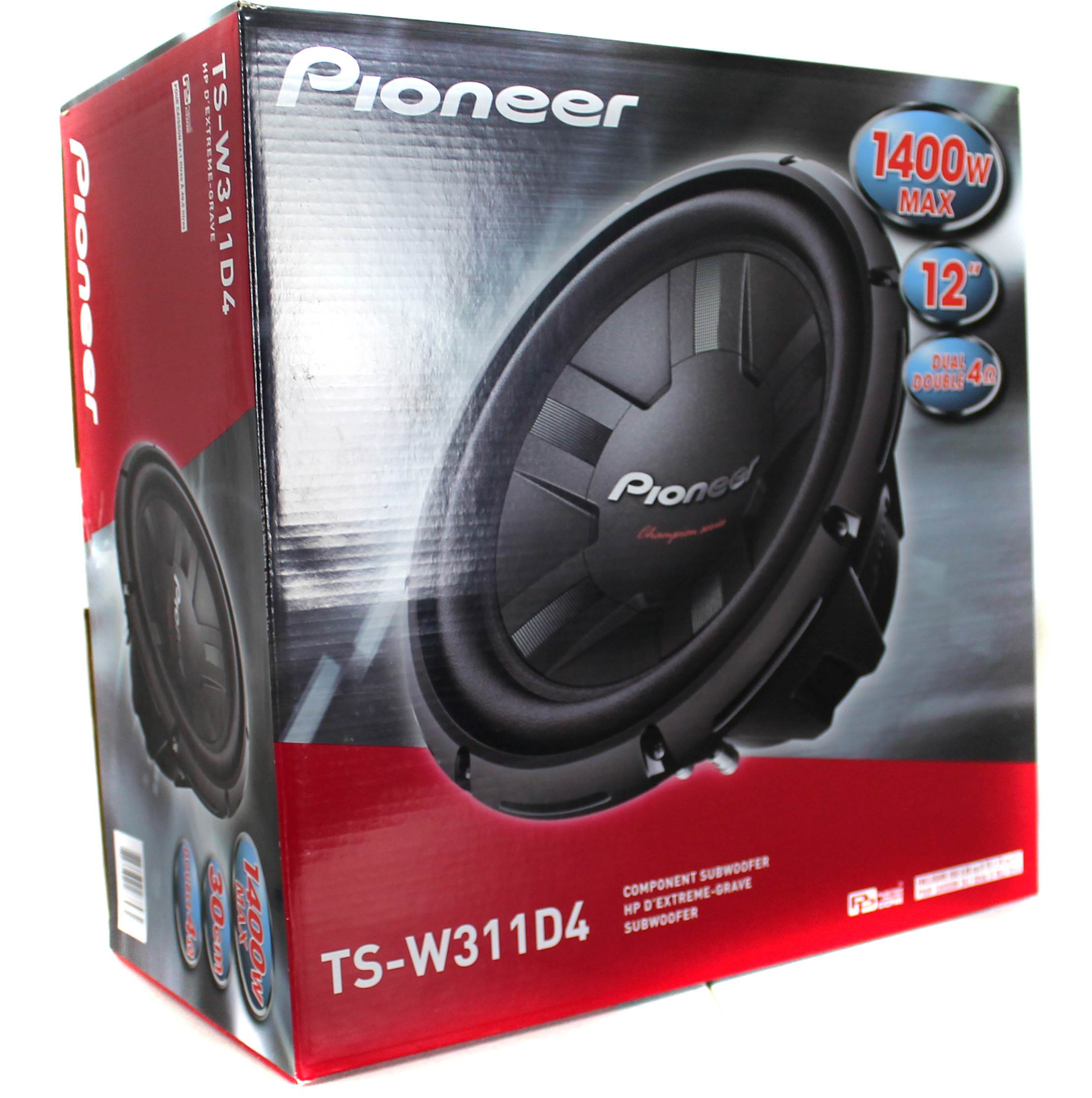 2) Pioneer TS-W311D4 12 Inch 2800W Car DVC Subwoofers + Sealed Enclosure Box