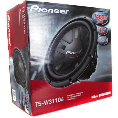 2) Pioneer TS-W311D4 12 Inch 2800W Car DVC Subwoofers + Sealed Enclosure Box