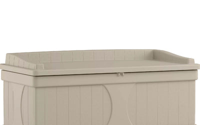 Suncast DB9500 99 Gallon Resin Outdoor Patio Storage Deck Box with Seat, Taupe