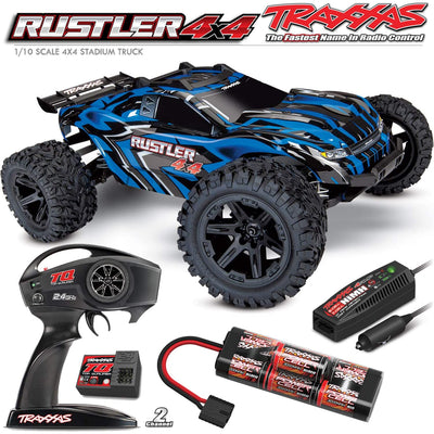 Traxxas 67064-1 Rustler 4x4 Stadium Truck, 1/10 Scale, 4WD, Blue (Used)