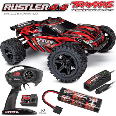 Traxxas Rustler 4x4 Performance Stadium Truck, 1/10 Scale, 4WD, Red (For Parts)