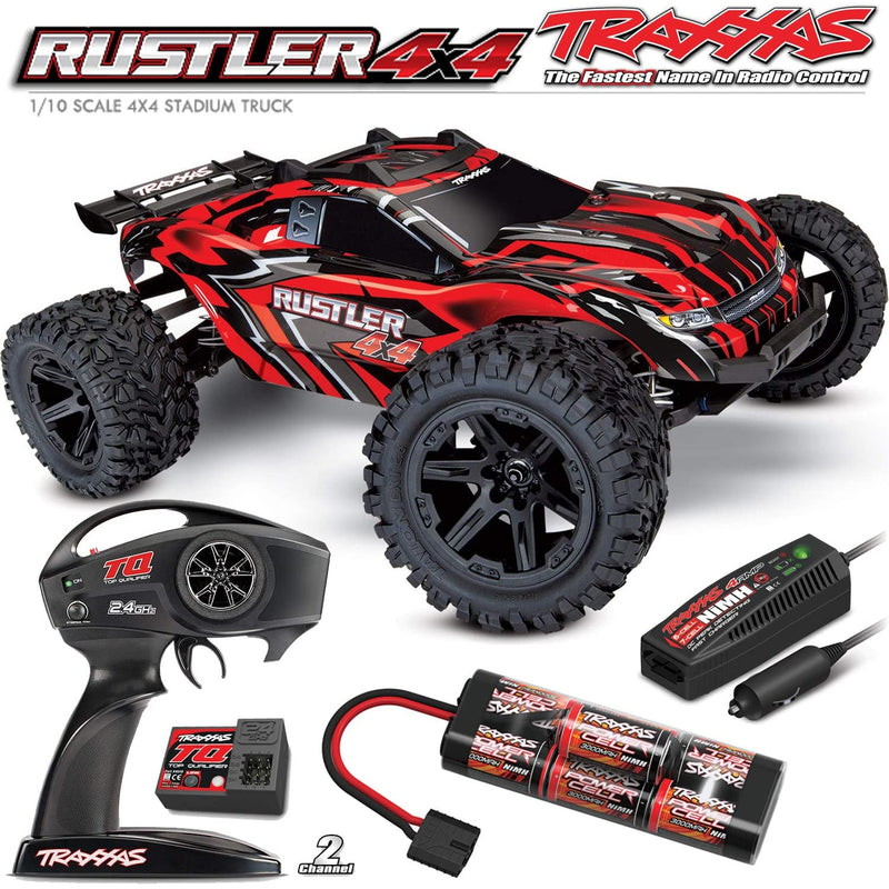 Traxxas Rustler 4x4 Performance Stadium Truck, 1/10 Scale, 4WD, Red (Used)