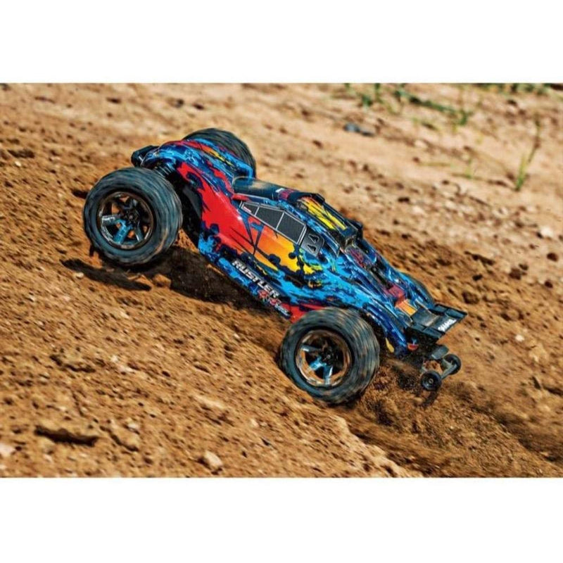 Traxxas Rustler 4x4 VXL Off Road Electric Remote Control RC Car, Red (For Parts)