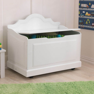 KidKraft Raleigh Kids Wooden Toy Box Chest and Bench, White 14972 (Open Box)